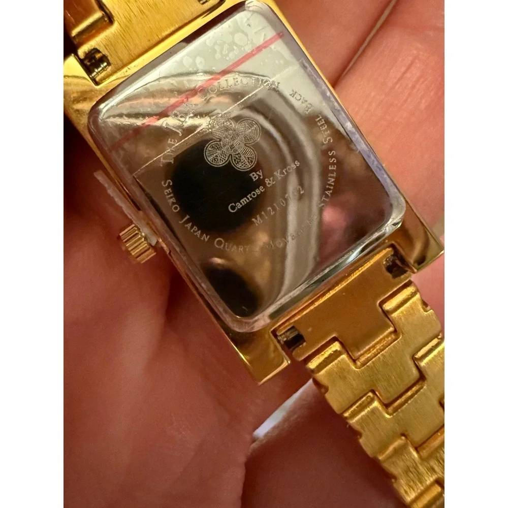 JBK Jacqueline‎ Kennedy Camrose & Kross Gold Tone Crystal Tank Watch M1210762